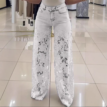 🔥Cantitate limitată🔥【S-3XL】✨🌈Vara 2025, blugi de damă cu cusături din dantelă, la modă, casual, respirabili 