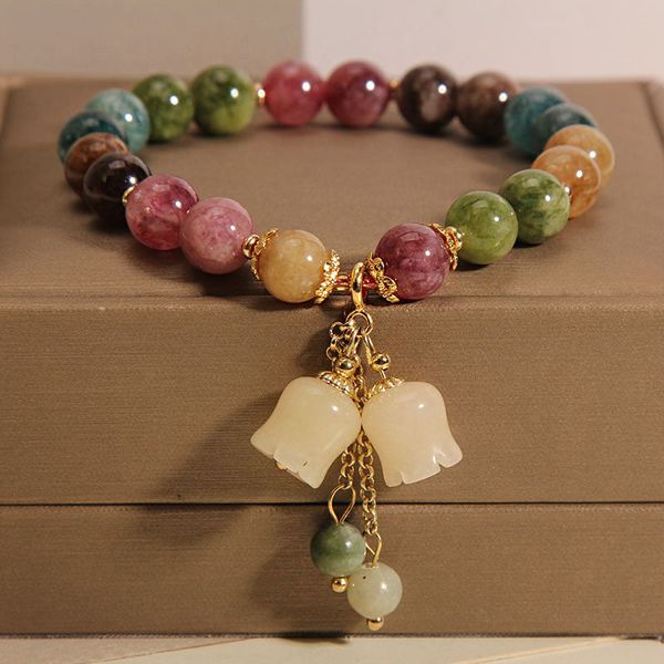 ✨🌷【Compra uno y llévate otro gratis】Pulsera de lirio de turmalina sintética, ligera, lujosa y de alta gama