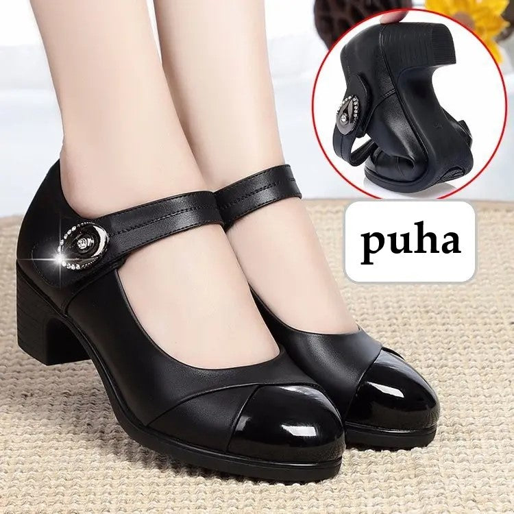 🩰✨【🔥Promoție de vară🔥】【35-42】Pantofi de damă din piele, eleganti și la modă, cu talpă moale și vârf rotund 