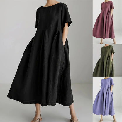 【40-120 KG】【M-5XL】 2025🌟 Savršena haljina za ljeto!👗 Maslinasto zelena haljina A-kroja – elegantna i ležerna!