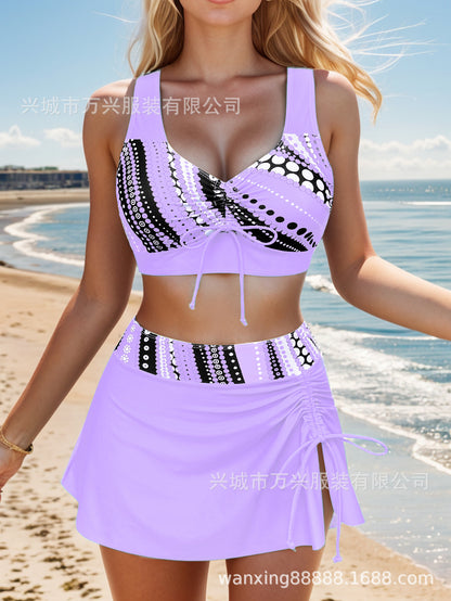🔥👙【Καλοκαιρινές εκπτώσεις】【S-2XL】Μοντέρνο γυναικείο μαγιό με στάμπα που στεγνώνει γρήγορα, σετ δύο τεμαχίων