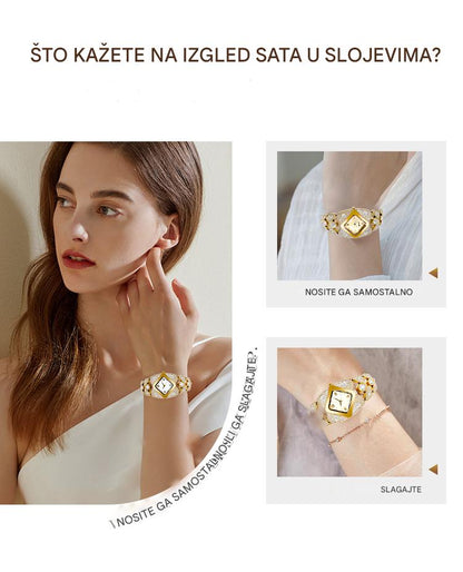 ⏳Vremenski ograničena ponuda⌛ Vintage ženski kvarcni sat sa svjetlucavim dragim kamenjem