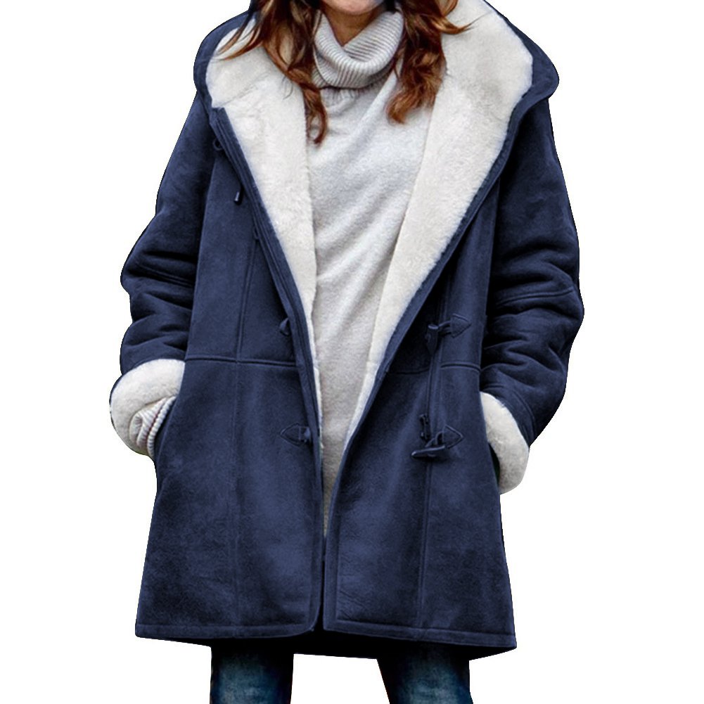 🔥⛄【Omejen 50% popust】✨【S-5XL】Nova modna topla ženska jakna s kapuco in podlogo iz semiša in flisa