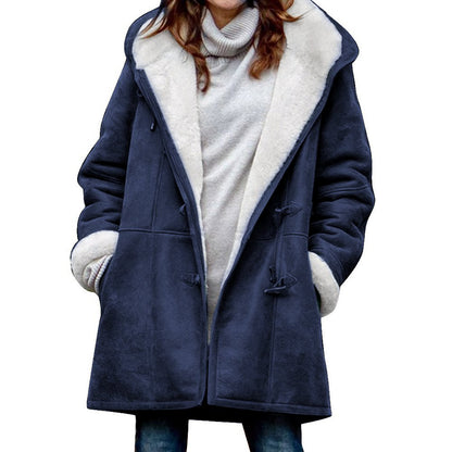 🔥⛄【Omejen 50% popust】✨【S-5XL】Nova modna topla ženska jakna s kapuco in podlogo iz semiša in flisa