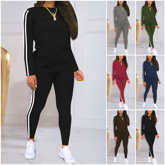 🔥✨【S-2XL】🌞Дамски комплект от две части на райета. Ежедневен, стилен и удобен.