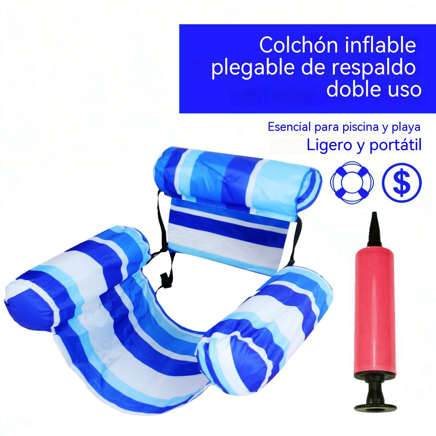 💦📢 Sofá inflable para piscina - Asiento plegable con respaldo para juegos acuáticos