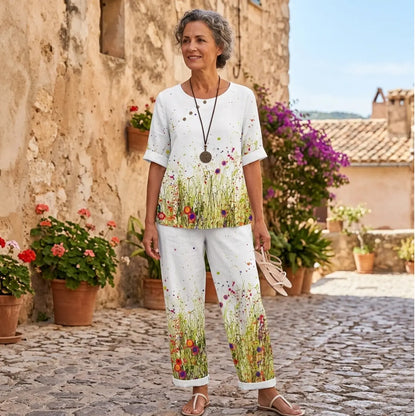 🔥 Conjunto a juego para mujer (tallas S–5XL) | Top y pantalón estampados 2026 ✅ Pago contra entrega disponible