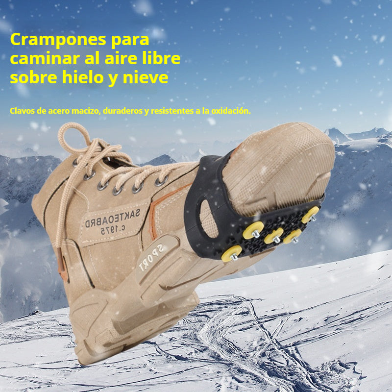 👴🚶🏔️❄️Compra cuatro y llévate cuatro gratis🔥Eslingas de crampones antideslizantes invisibles de 5 dientes, crampones para exteriores