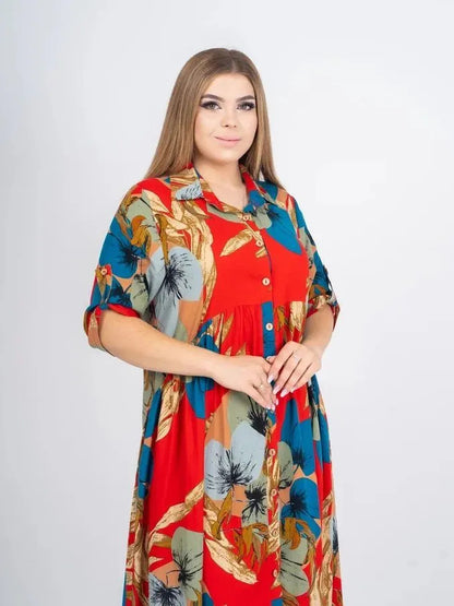 ✨🔥【S-5XL】Nowa letnia, luźna, swobodna sukienka z nadrukiem w dużym rozmiarze