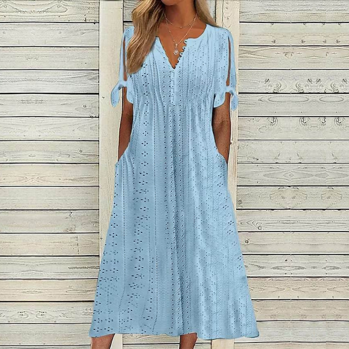 🔥👗【Vânzare pe timp limitat】【S-5XL】✨Rochie nouă, simplă și frumoasă, de culoare solidă 2025 