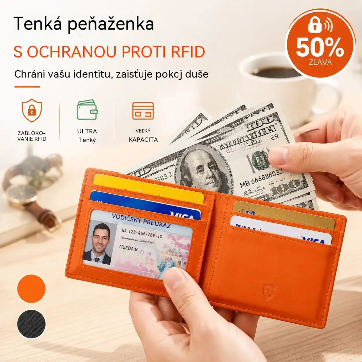 🔥😎【Zľava 50 %✨】Retro pánska peňaženka s RFID ochranou proti krádeži – jednoduchá a elegantná