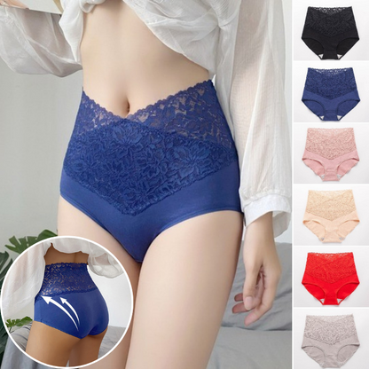 🔥【6 sztuk】👙Antybakteryjna bawełniana koronkowa bielizna z wysokim stanem