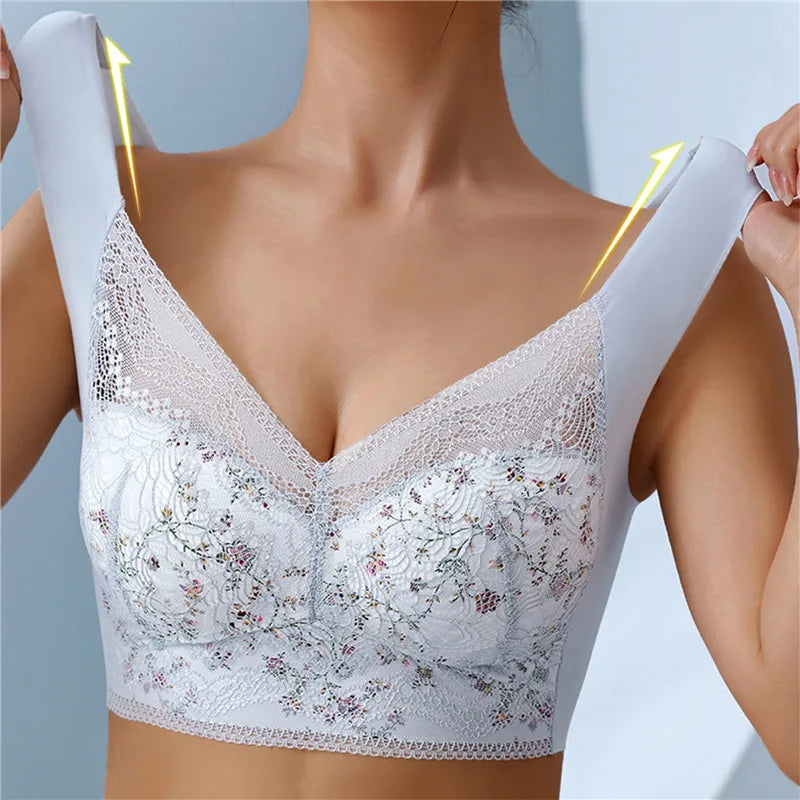 💕🎁【40kg-100kg】Sujetador con estampado de seda helada, transpirable y cómodo