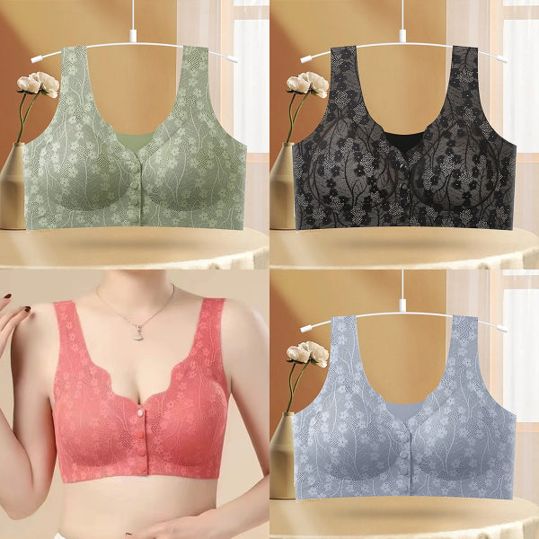 🔥✨【Paquete de 4】【40-100 kg】Sujetador de mujer con cierre frontal suave, cómodo y transpirable