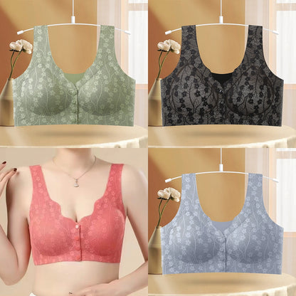 🔥✨【Paquete de 4】【40-100 kg】Sujetador de mujer con cierre frontal suave, cómodo y transpirable