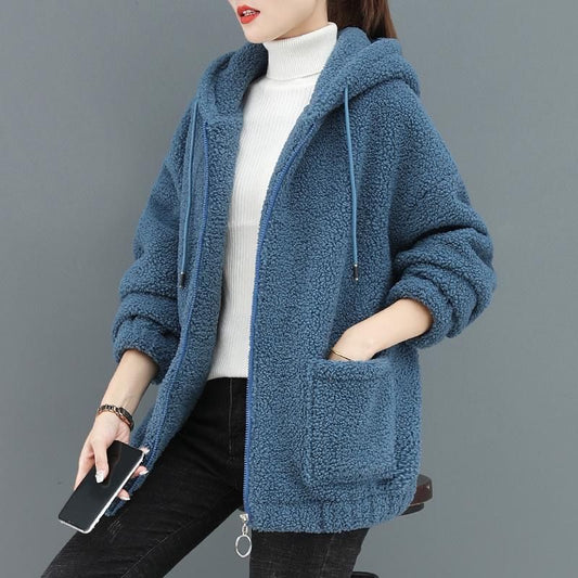 🔥✨【M-4XL】2025 Zimowa nowa moda damska pluszowa wełniana polarowa kurtka z kapturem