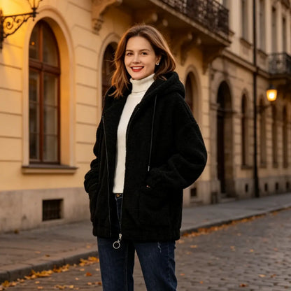 🔥✨【M-4XL】Nova zimska modna ženska jakna s plišasto in volneno kapuco za leto 2026