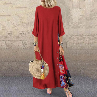 ✨💕【Oferte speciale de vară🔥】【M-5XL】 Noua rochie elegantă retro casual imprimată 2025