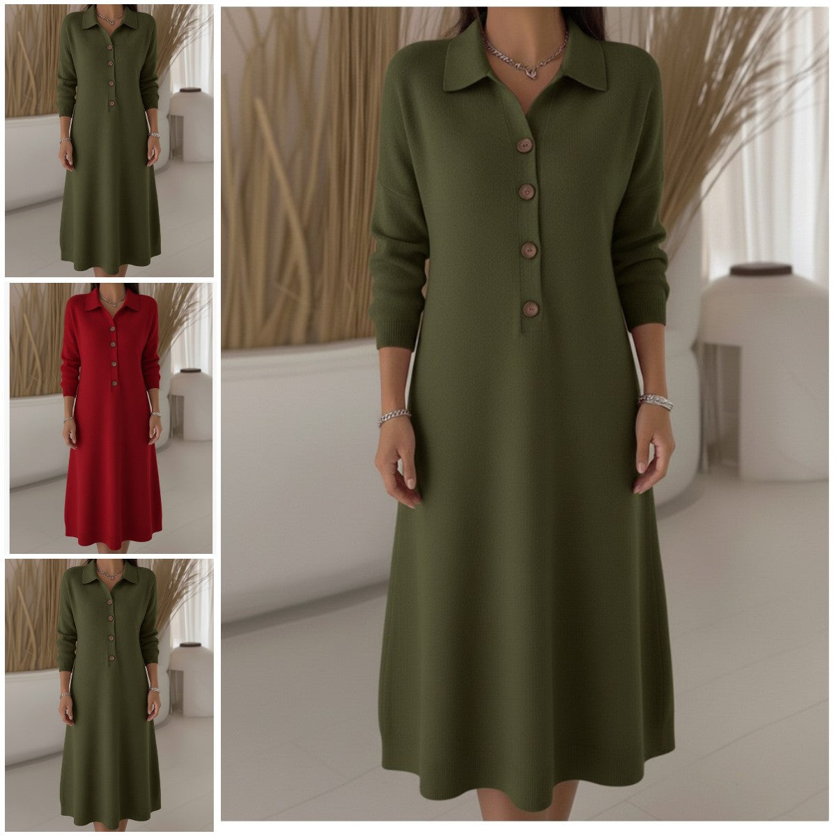 🔥✨ Wysokiej jakości tkanina 【S-3XL】👗 2026 Nowa modna dzianinowa sukienka