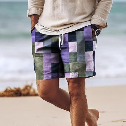 😎🎉【Novedad de verano🔥】Pantalones cortos de hombre con estampado multicolor y estilo elegante: holgados y casuales.