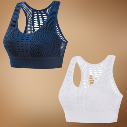 ✨【2 piezas】Sujetador deportivo transpirable con cortes y sin aros para mujer, talla grande 【M~3XL】