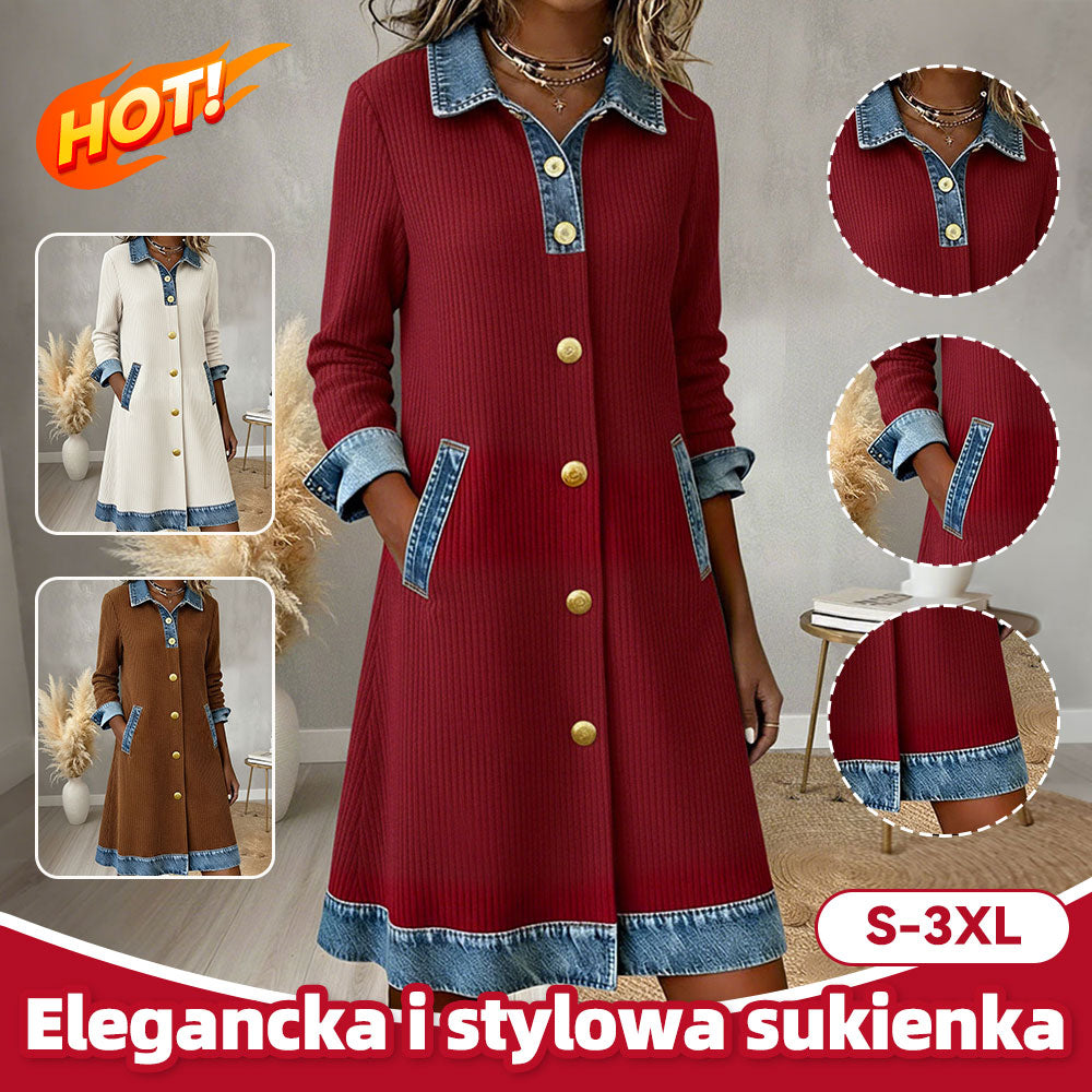 👗 HIT! Sukienka z weluru i dżinsu - Łączymy styl i wygodę! Uniwersalny design na każdą okazję! ✨