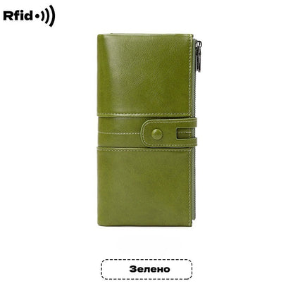 💕💼Многофункционален дамски портфейл - Ръчно изработен от естествена кожа, против кражба, двоен цип