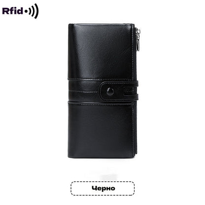 💕💼Многофункционален дамски портфейл - Ръчно изработен от естествена кожа, против кражба, двоен цип