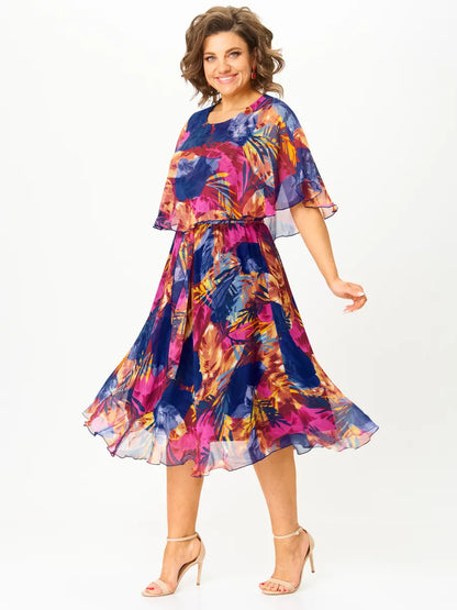 😎💃Produse noi de vară💥【S-5XL】Rochie largi din sifon de marime mare | Confortabil și respirabil, foarte potrivit pentru vară 