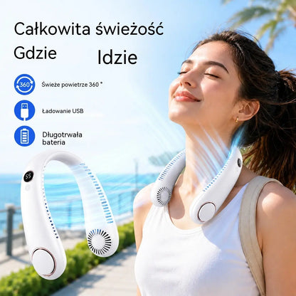 💨 Nawiewowy wentylator na szyję – ultra-cichy, przenośny i z obrotem o 360° – idealny na lato 🌞