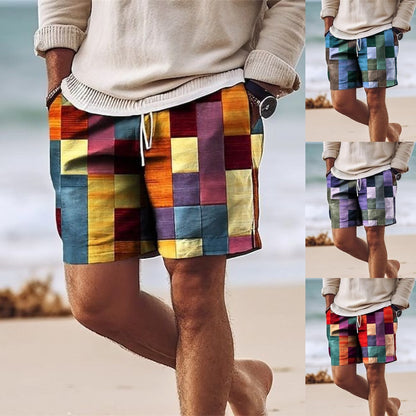😎🎉【Novedad de verano🔥】Pantalones cortos de hombre con estampado multicolor y estilo elegante: holgados y casuales.