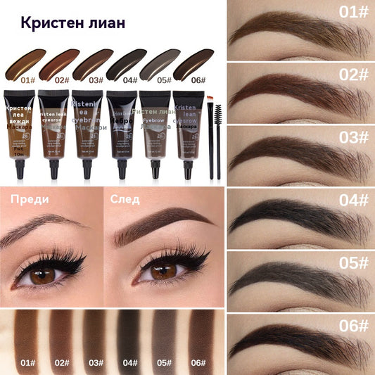 ⭐【50% отстъпка🔥】Дълготраен, водоустойчив, устойчив на размазване течен гел/крем за вежди (с четка за вежди)