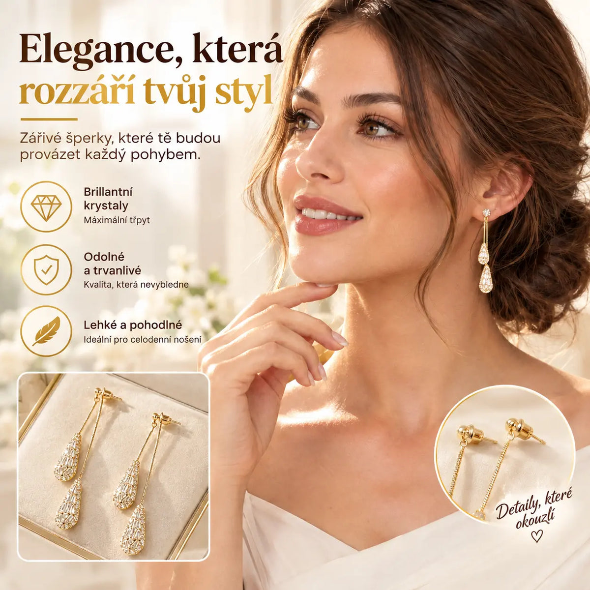 📢📢 Zľava 50%!! ⏰ Dámske strapcové náušnice ✨ Elegantné pozlátené visacie náušnice