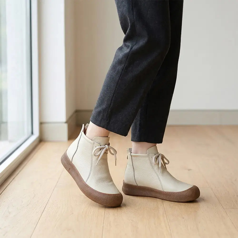 ✨【Veľkosti 35–40】Dámske zateplené členkové topánky z pravej kože – šnurovací model, dostupné v niekoľkých farbách🥰