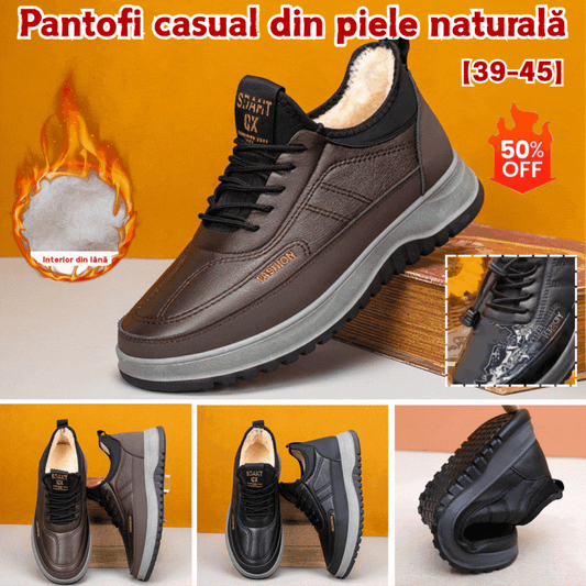 ✨⛄【50% zniżki🔥】Męskie zimowe trampki z prawdziwej skóry i aksamitu, wodoodporne, z miękką podeszwą