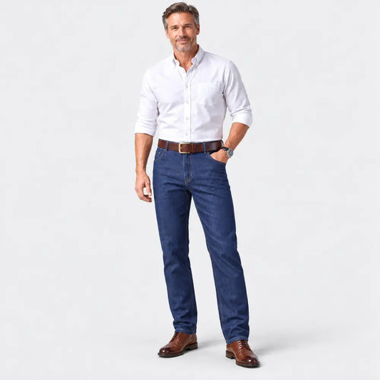 🔥【1 + 1 zadarmo】🔥【60 – 110 kg】👖👖 Pánske džínsy – rovný strih, ležérne, univerzálne, nadmerné veľkosti