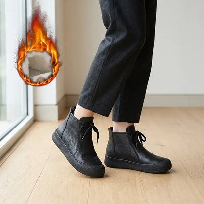 ✨【Veľkosti 35–40】Dámske zateplené členkové topánky z pravej kože – šnurovací model, dostupné v niekoľkých farbách🥰