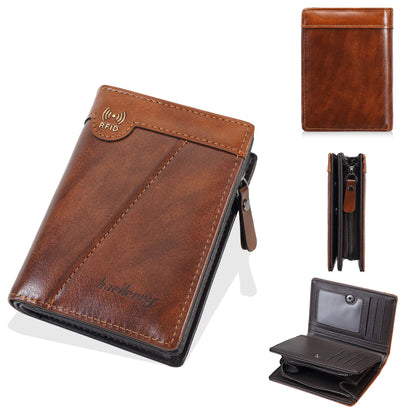 🔥😎【50% sleva✨】Nová luxusní pánská peněženka na zip v retro stylu s RFID ochranou proti krádeži.