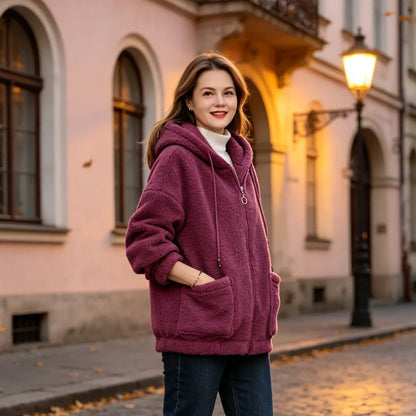 🔥✨【M-4XL】Nova zimska modna ženska jakna s plišasto in volneno kapuco za leto 2026