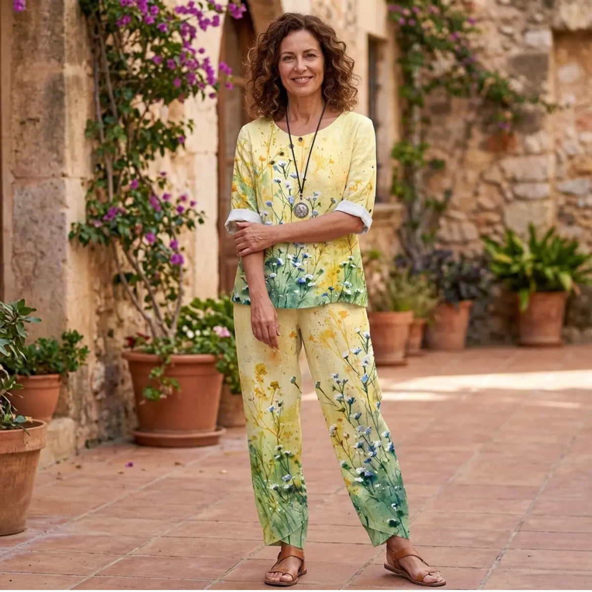🔥 Conjunto a juego para mujer (tallas S–5XL) | Top y pantalón estampados 2026 ✅ Pago contra entrega disponible