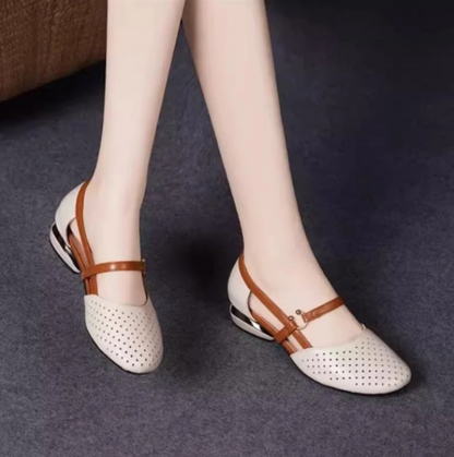 🔥🌴【Lichidare de vară】【35-42】Sandale de damă noi de vară 2025, elegante, din piele naturală, toc jos, talpă moale 