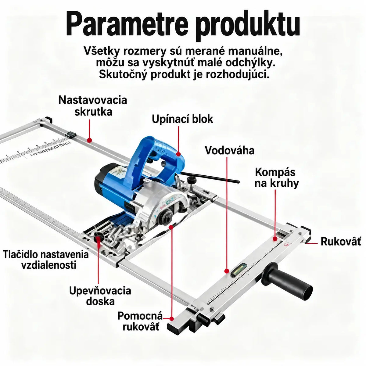 🛠️ Prenosná multifunkčná vodiaca lišta na rezanie panelov – nastaviteľná 0–75 cm, s vodováhou a dvojitou stupnicou. Presné a rovné rezy pre váš projekt! ✨