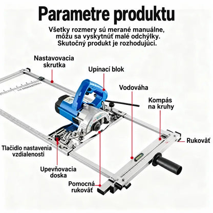 🛠️ Prenosná multifunkčná vodiaca lišta na rezanie panelov – nastaviteľná 0–75 cm, s vodováhou a dvojitou stupnicou. Presné a rovné rezy pre váš projekt! ✨
