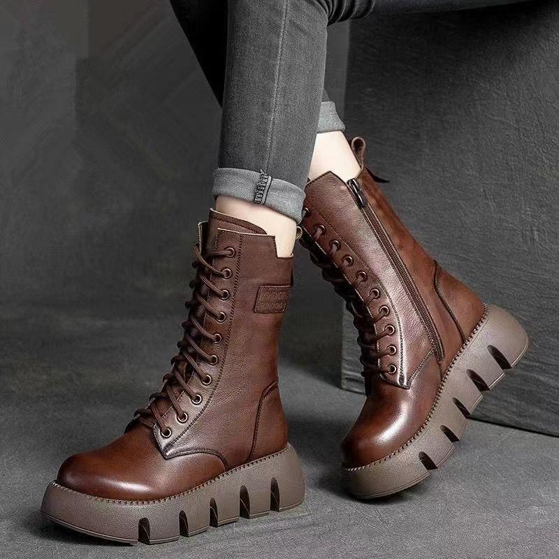 🔥👢【50% zniżki ✨】【35-40】⛄🔥2025 jesień i zima nowe wysokiej jakości damskie miękkie skórzane buty