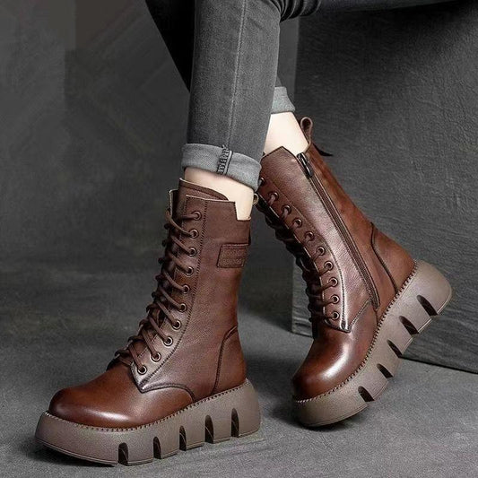 🔥👢【50% zniżki ✨】【35-40】⛄🔥2025 jesień i zima nowe wysokiej jakości damskie miękkie skórzane buty