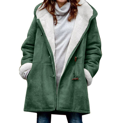 🔥⛄【Omejen 50% popust】✨【S-5XL】Nova modna topla ženska jakna s kapuco in podlogo iz semiša in flisa