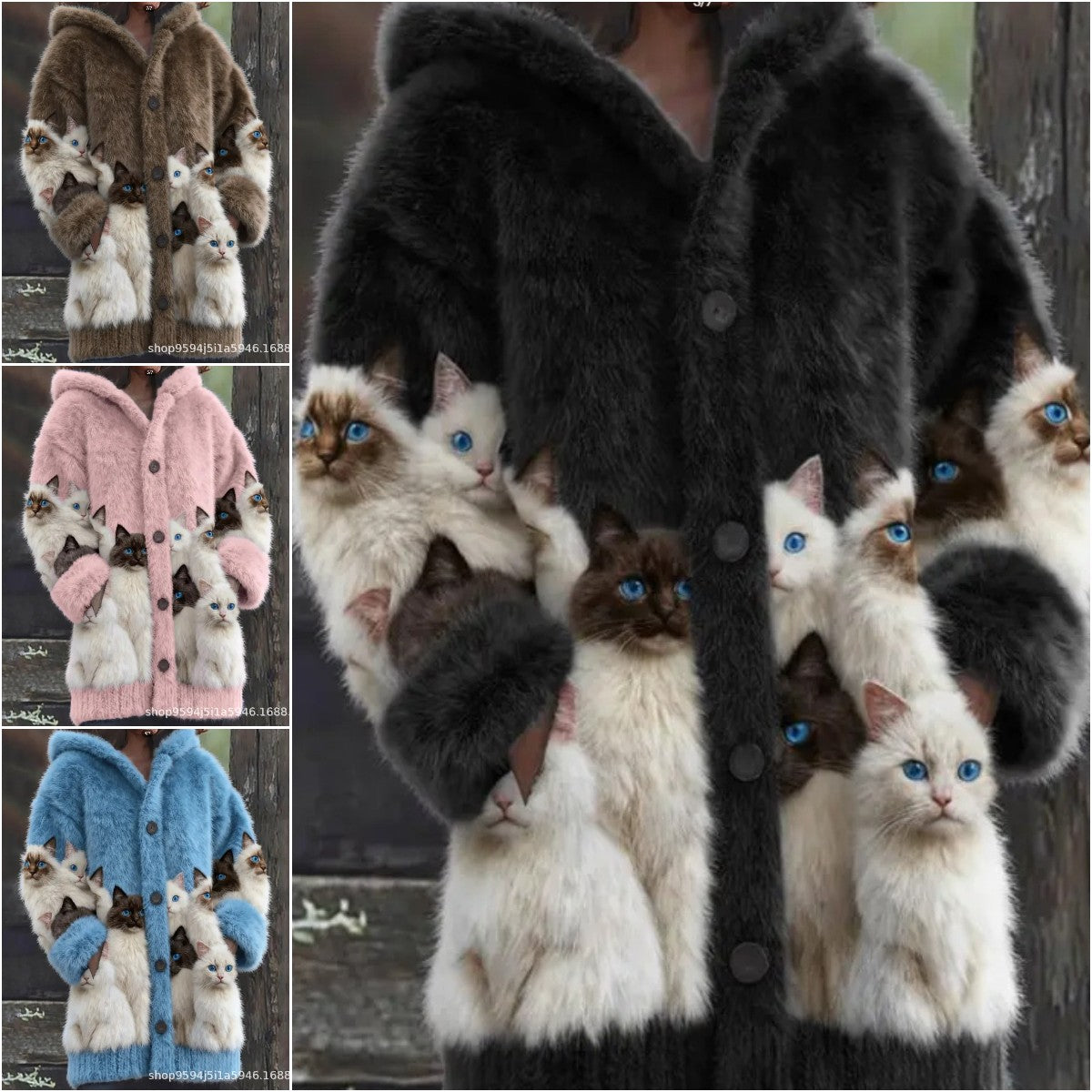 🔥🐾【50% отстъпка за ограничено време】Дамско яке с качулка, стилно и сладко, с животински принт🧥✨