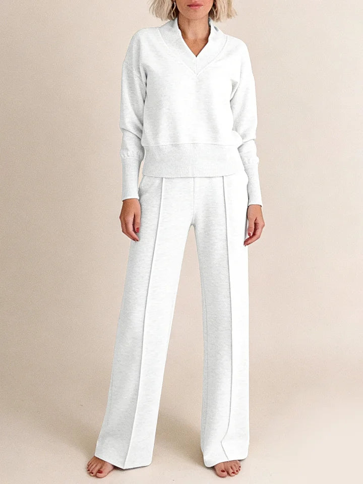 ✨🥰【M-5XL】Нов дамски комплект костюм | Плетена блуза с дълъг ръкав от две части