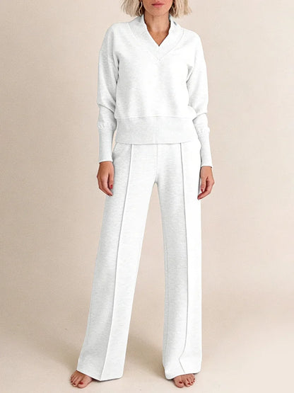 ✨🥰【M-5XL】Нов дамски комплект костюм | Плетена блуза с дълъг ръкав от две части