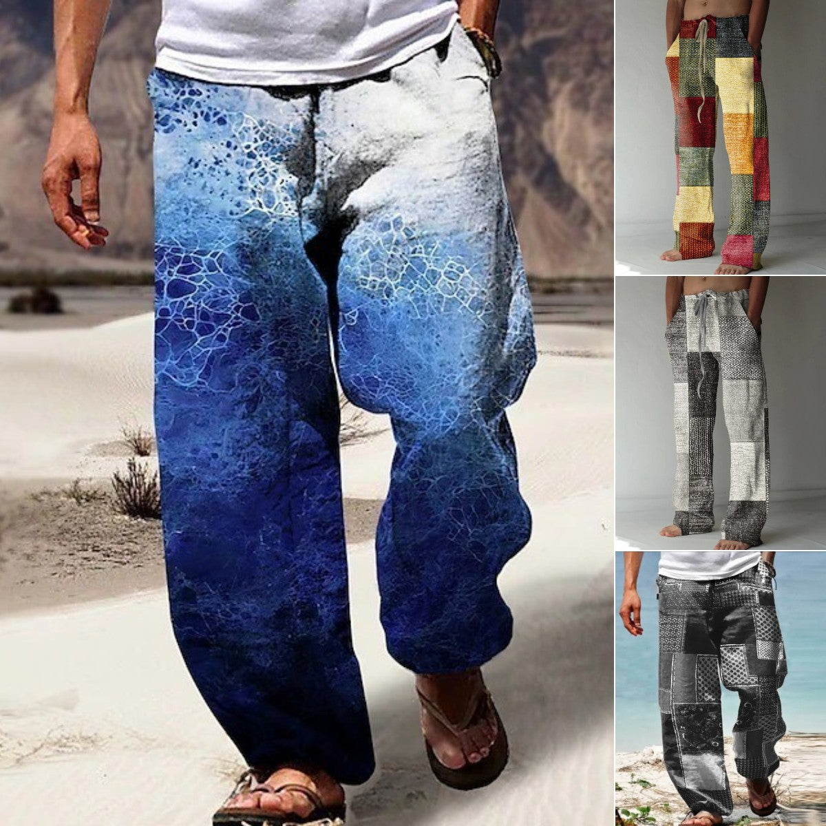 ✨👖【🌈Ograničene zalihe】 【S-6XL】😍 Muške uske pamučne i lanene hlače velikog broja, ležerni, široki boemski stil 